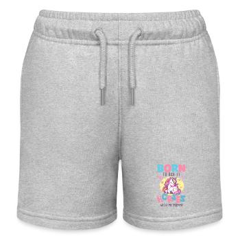 Born to ride her horse with mom baby rider - Kids Organic Sweat Shorts by Stanley/Stella - heather grey - Front