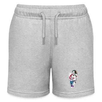 Runner sport art #runner #sport #jogging - Kids Organic Sweat Shorts by Stanley/Stella - heather grey - Front