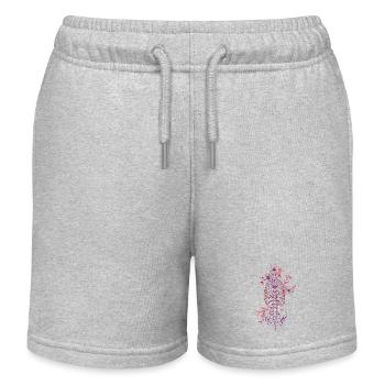 Human Skeleton Torso with Flowers in Purple Pink - Kids Organic Sweat Shorts by Stanley/Stella - heather grey - Front