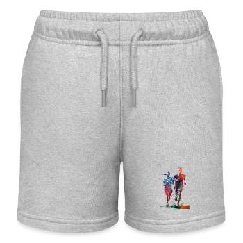 Runners sport art #runner #sport #jogging - Kids Organic Sweat Shorts by Stanley/Stella - heather grey - Front