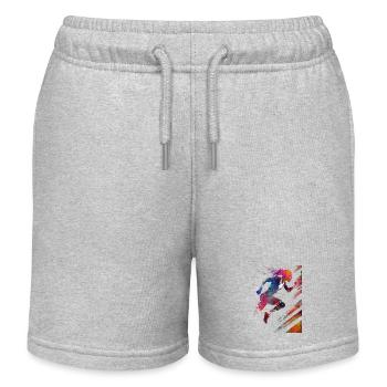 Runner sport art #runner #sport #jogging - Kids Organic Sweat Shorts by Stanley/Stella - heather grey - Front