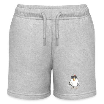 Poulet avec des lunettes de soleil cool - coq - oie - Short de jogging enfant bio Stanley/Stella - gris chiné - Devant