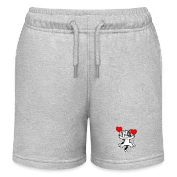 Geburtstags Grüße Katze Herz Luftballons - Kinder Organic Joggingshorts Mini Bolter von Stanley/Stella - Grau meliert - Vorne