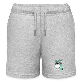 Mint Zahnfreude Cartoon - Kinder Organic Joggingshorts Mini Bolter von Stanley/Stella - Grau meliert - Vorne