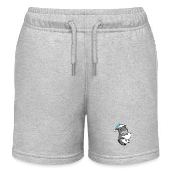 Donkey with pillow and sleeping cap - Kids Organic Sweat Shorts by Stanley/Stella - heather grey - Front