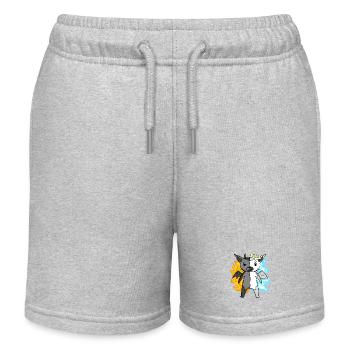 Cat Cat Breed Chausie - Angel and Devil - Kids Organic Sweat Shorts by Stanley/Stella - heather grey - Front