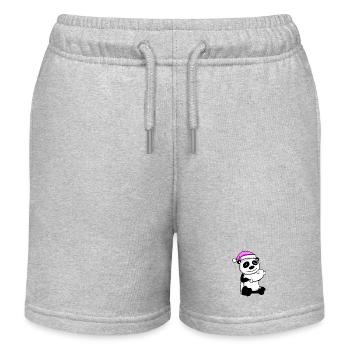 Panda with pillow and sleeping cap - Kids Organic Sweat Shorts by Stanley/Stella - heather grey - Front