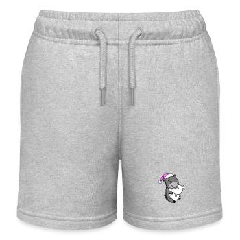 Esel mit Kissen und Schlafmütze - Kinder Organic Joggingshorts Mini Bolter von Stanley/Stella - Grau meliert - Vorne