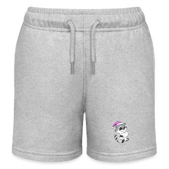 Raccoon with pillow and sleeping cap - Kids Organic Sweat Shorts by Stanley/Stella - heather grey - Front