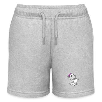 Goat with pillow and sleeping cap - Kids Organic Sweat Shorts by Stanley/Stella - heather grey - Front