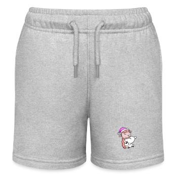 Sheep with pillow and sleeping cap - Kids Organic Sweat Shorts by Stanley/Stella - heather grey - Front