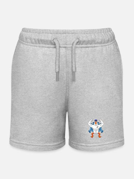 Mouette musclée avec tatouage d’ancre Mouette Cadeau - Short de jogging enfant bio Stanley/Stella - gris chiné
