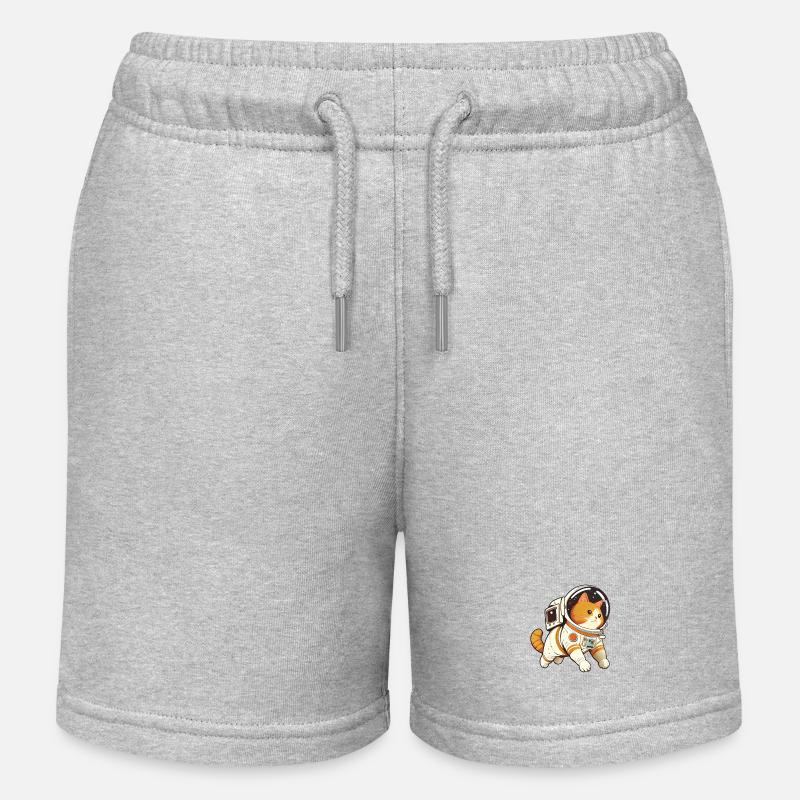 Chat mignon de l'espace - Humour animaux drôle - Short de jogging enfant bio Stanley/Stella - gris chiné