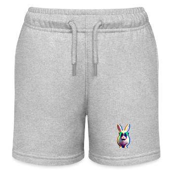 Cool Rabbit - Lapin effet glitch - Short de jogging enfant bio Stanley/Stella - gris chiné - Devant