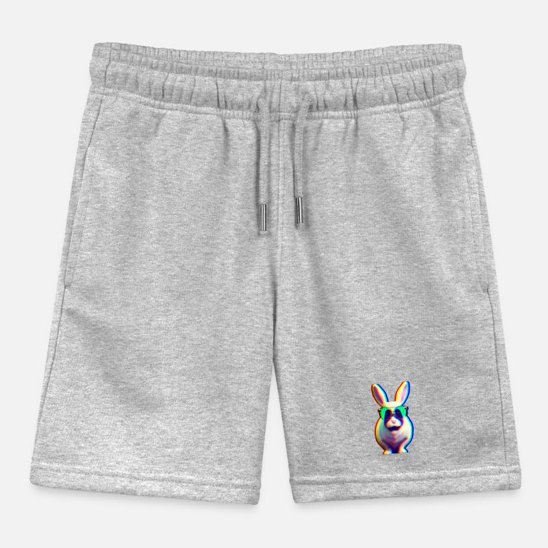 cool rabbit - glitch effect rabbit Kids Organic Sweat Shorts by Stanley/Stella
