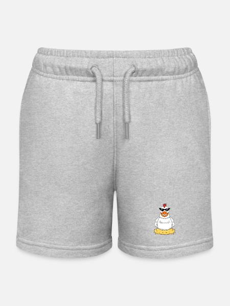 Hühner Huhn Hahn Hühnerbauer Hühnerstall - Kinder Organic Joggingshorts Mini Bolter von Stanley/Stella - Grau meliert