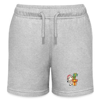 Schaf mit Weihnachtsmütze und Weihnachtsgeschenk - Kinder Organic Joggingshorts Mini Bolter von Stanley/Stella - Grau meliert - Vorne