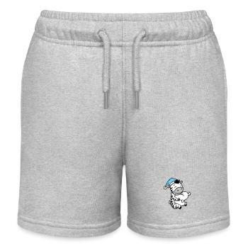 Zebra with pillow and sleepy cap - Kids Organic Sweat Shorts by Stanley/Stella - heather grey - Front