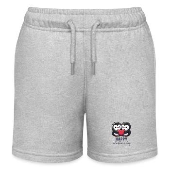 Happy Valentines Day – Süße Pinguine Liebe Herz - Kinder Organic Joggingshorts Mini Bolter von Stanley/Stella - Grau meliert - Vorne