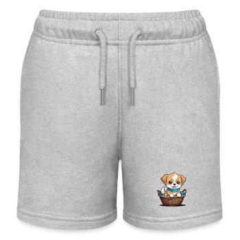 Chien mignon dans un panier pour chien - Short de jogging enfant bio Stanley/Stella - gris chiné - Devant