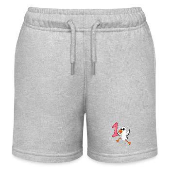 Zahl 1 Nummer Eins - Möwe Motiv - Kinder Organic Joggingshorts Mini Bolter von Stanley/Stella - Grau meliert - Vorne
