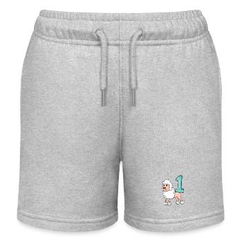 Zahl 1 Nummer Eins - Pudel Hund Motiv - Kinder Organic Joggingshorts Mini Bolter von Stanley/Stella - Grau meliert - Vorne