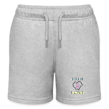 True Love Paw Print - Kids Organic Sweat Shorts by Stanley/Stella - heather grey - Front