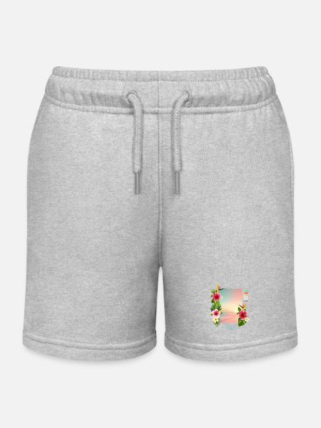 Mer - Sable - Coucher de soleil - Short de jogging enfant bio Stanley/Stella - gris chiné