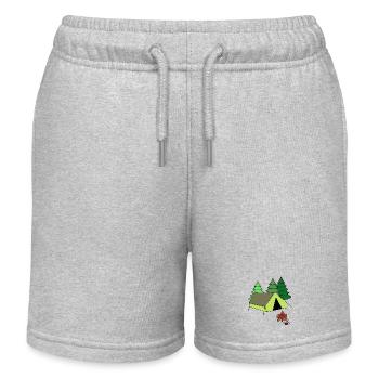 Fire Campfire Tent Camp Camping Camping - Kids Organic Sweat Shorts by Stanley/Stella - heather grey - Front