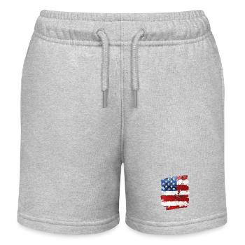 USA Flagge Vereinigte Staaten von Amerika - Kinder Organic Joggingshorts Mini Bolter von Stanley/Stella - Grau meliert - Vorne