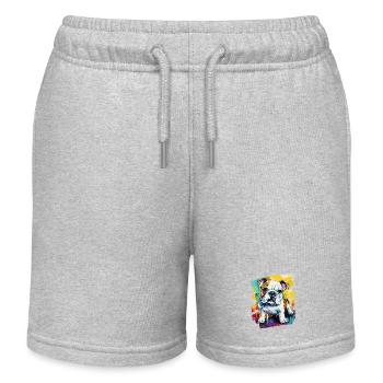 Bulldog Fighting Dog - Kids Organic Sweat Shorts by Stanley/Stella - heather grey - Front