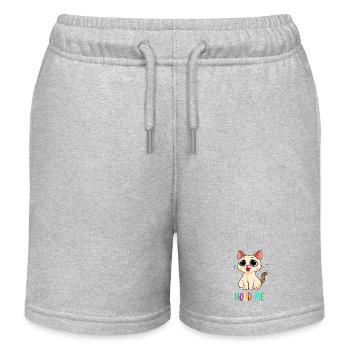 Süße Cartoon Katze "Hold Me" – Lustige Kawaii Haustier Desi - Kinder Organic Joggingshorts Mini Bolter von Stanley/Stella - Grau meliert - Vorne