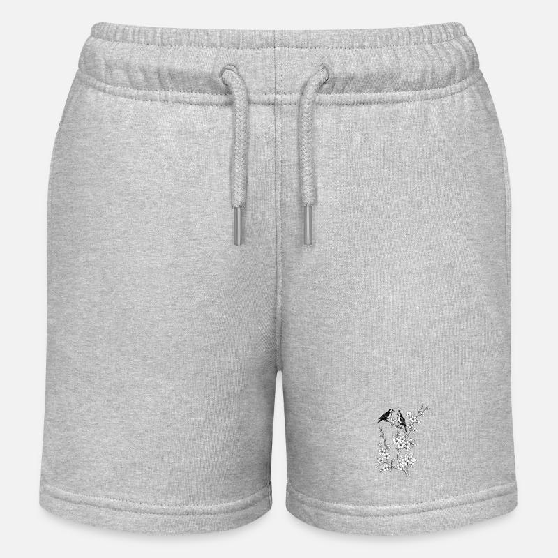 Oiseaux sur branche de cerisier - Short de jogging enfant bio Stanley/Stella - gris chiné