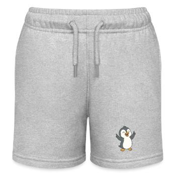 Tanzender Pinguin - Kinder Organic Joggingshorts Mini Bolter von Stanley/Stella - Grau meliert - Vorne