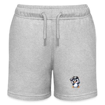Cooler Pinguin Dabbing Gamer Cartoon Kids Sommer - Kinder Organic Joggingshorts Mini Bolter von Stanley/Stella - Grau meliert - Vorne