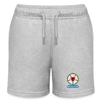 Lutherrose Martin Luther Symbol Wappen - Kinder Organic Joggingshorts Mini Bolter von Stanley/Stella - Grau meliert - Vorne
