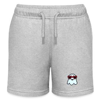 Pixel Ghost with Heart-Shaped Shades - Kids Organic Sweat Shorts by Stanley/Stella - heather grey - Front