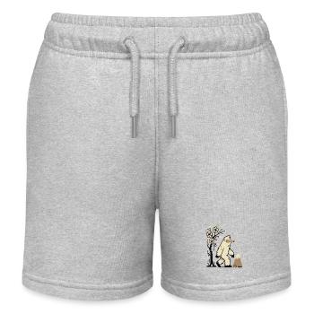 Mignon yéti avec des fleurs de cerisier et un volcan - Short de jogging enfant bio Stanley/Stella - gris chiné - Devant