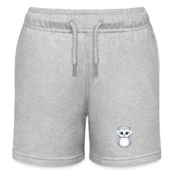 Hibou câlin avec cache-oreilles - Short de jogging enfant bio Stanley/Stella - gris chiné - Devant