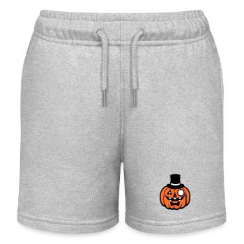 Vornehmer Kürbis Zylinder Monokel Halloween reich - Kinder Organic Joggingshorts Mini Bolter von Stanley/Stella - Grau meliert - Vorne