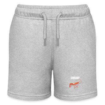 Bold Shrimp Illustration with SHRIMP Text Prawn - Kids Organic Sweat Shorts by Stanley/Stella - heather grey - Front