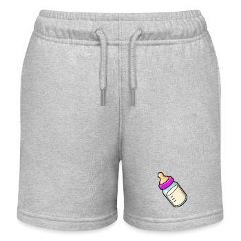 Baby Bottle Cartoon - Kids Organic Sweat Shorts by Stanley/Stella - heather grey - Front