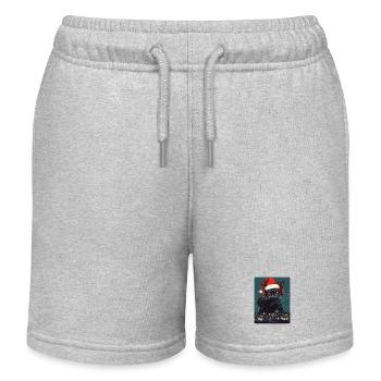 Coole DJ Katze mit Sonnenbrille Weihnachtsmütze - Kinder Organic Joggingshorts Mini Bolter von Stanley/Stella - Grau meliert - Vorne