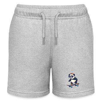 Lustiger Panda, der auf Skateboard skatet, Zeichentrick-Skater - Kinder Organic Joggingshorts Mini Bolter von Stanley/Stella - Grau meliert - Vorne
