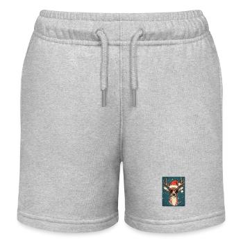 Rentier Hirsch Geweih Reindeer Vintage Weihnachten - Kinder Organic Joggingshorts Mini Bolter von Stanley/Stella - Grau meliert - Vorne