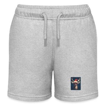 Rentier Hirsch Geweih Reindeer Vintage Weihnachten - Kinder Organic Joggingshorts Mini Bolter von Stanley/Stella - Grau meliert - Vorne