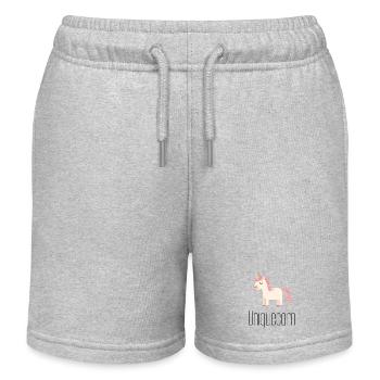 Uniquecorn – Minimalist Unicorn Design - Kids Organic Sweat Shorts by Stanley/Stella - heather grey - Front