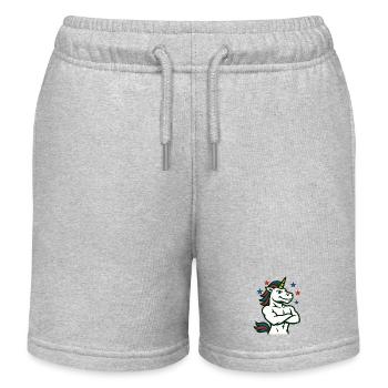 Confident Unicorn Illustration - Kids Organic Sweat Shorts by Stanley/Stella - heather grey - Front