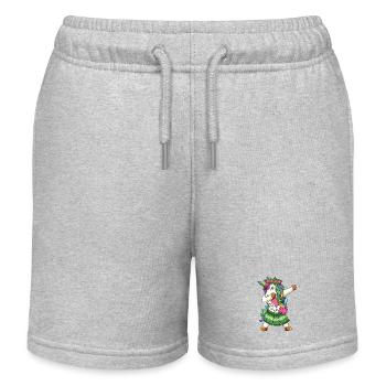 Dabbing Hawaiian Unicorn Hula Dancer Girl - Kids Organic Sweat Shorts by Stanley/Stella - heather grey - Front
