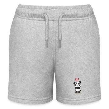 Panda sceptique avec humour au point d’exclamation - Short de jogging enfant bio Stanley/Stella - gris chiné - Devant